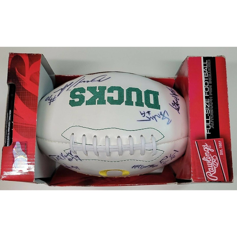 Vintage Rawlings Stitched Football Ball autographed Oregon Ducks NCAA, Late 1980